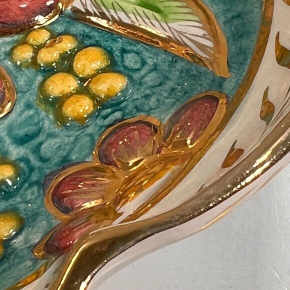 Vtg HAND PAINTED H BEQUET Quaregnon BELGIUM MAJOLICA BOWL Wall Hanging 8" READ - Picture 11 of 14